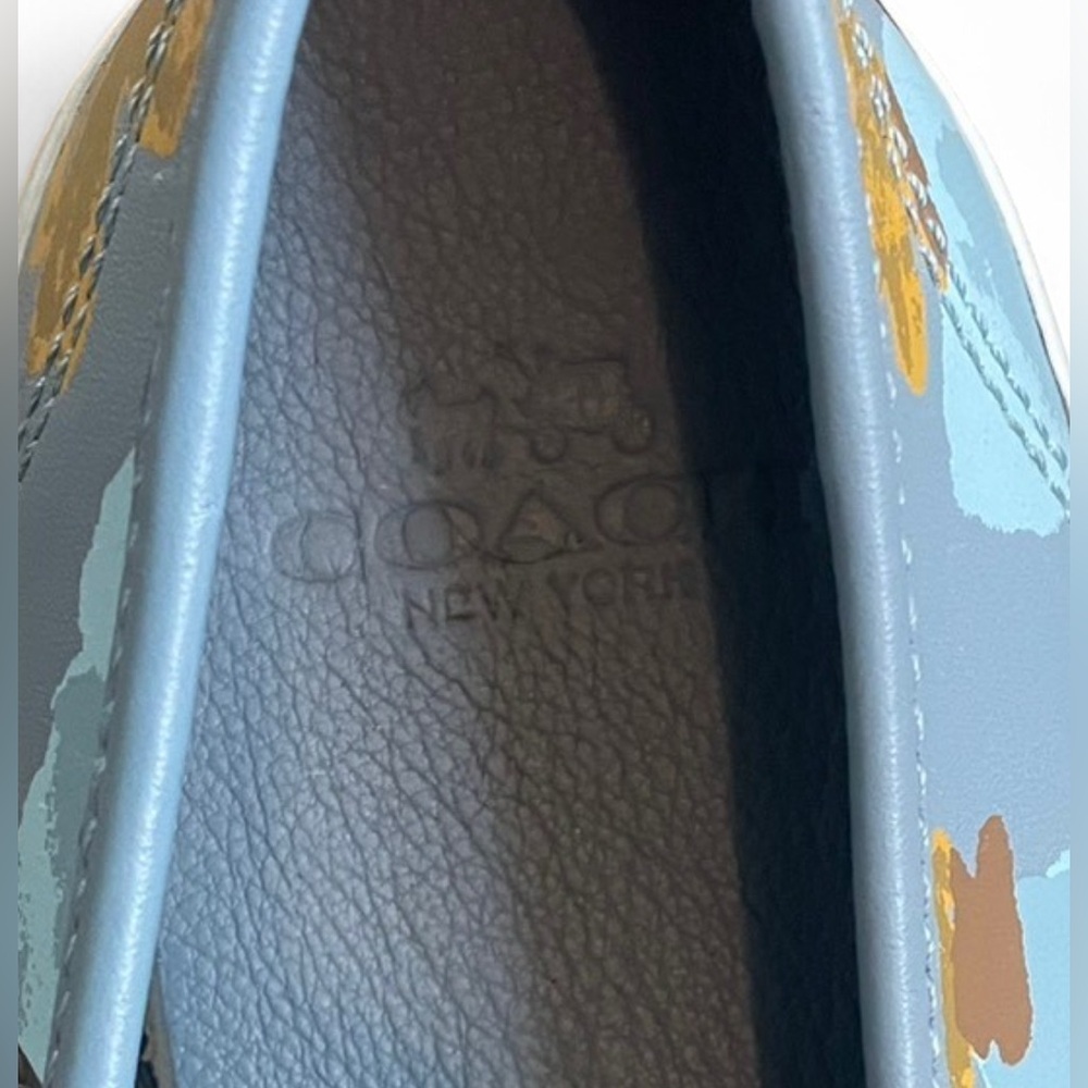 Coach Chrissy Women Blue Floral Leather Flat Slip On Shoes Summer Preppy - Picture 6 of 7
